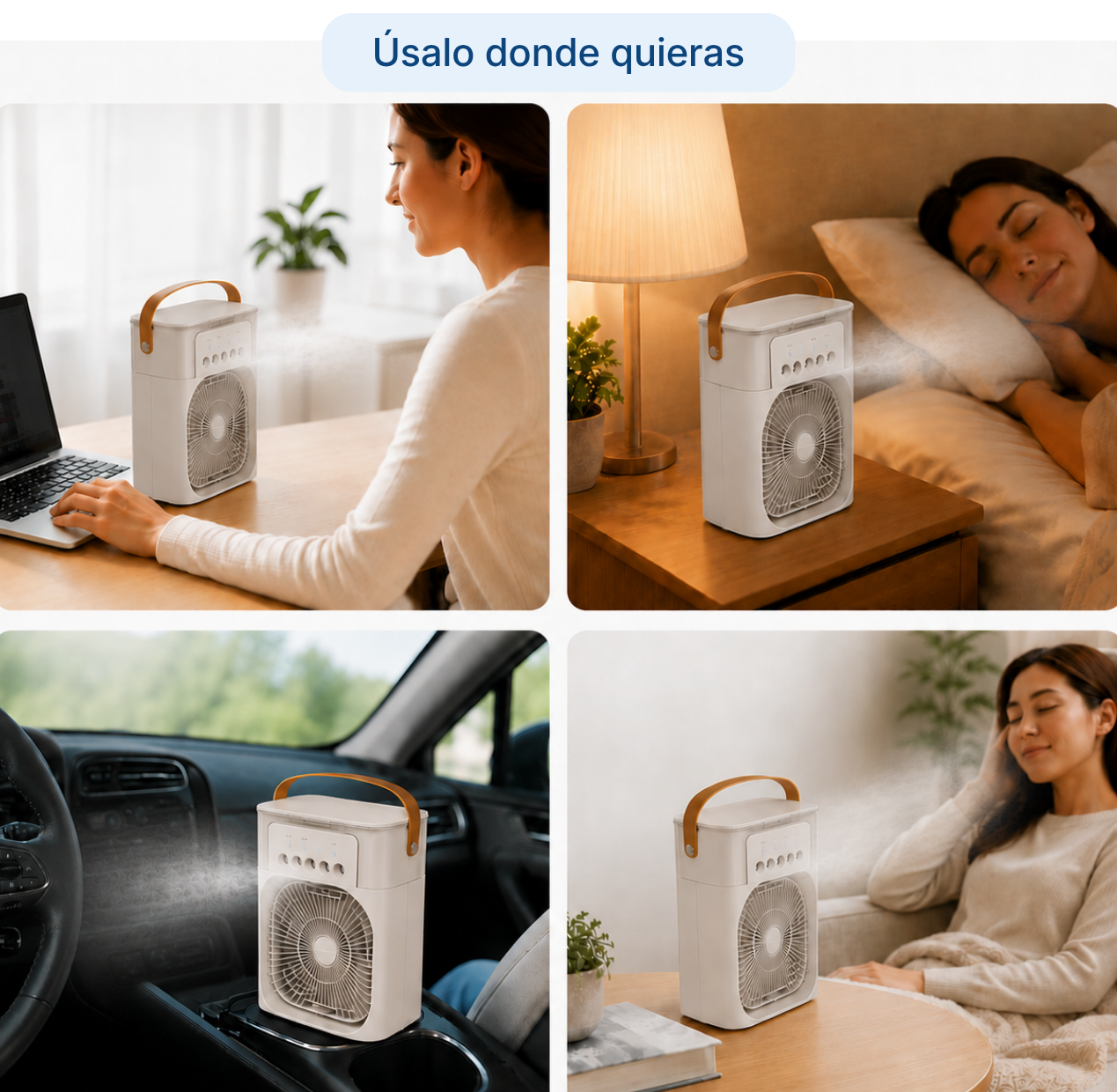 Ventilador humidificador LED 3 en 1